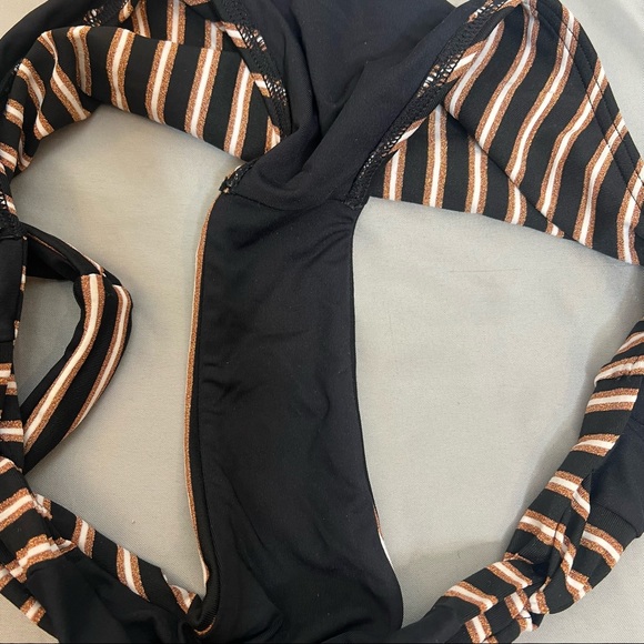 Space Bikini Miller bronze metallic Horizon Stripe La Jolla swimsuit Set - Picture 6 of 7